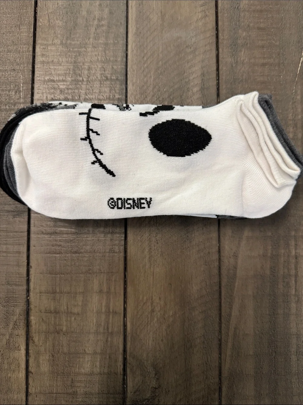 Disney Jack Skellington No-Show Socks - White, Black 5 Pairs shoe size 6.5-12